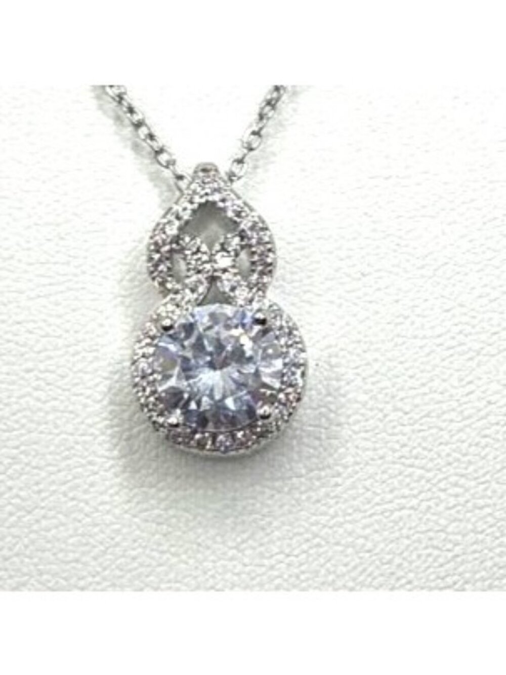 Elegant Silver Infinity Pendant Necklace With Sparkling Cubic Zirconia Stones 18